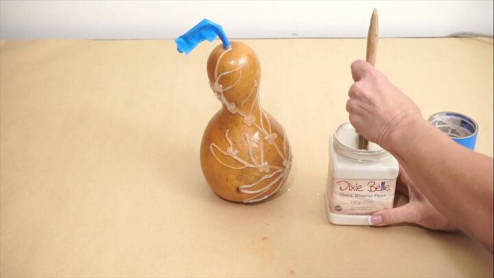 gourd decorating ideas, Painting the gourd white