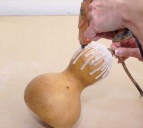 gourd decorating ideas, Creating faux wax drips on the gourd