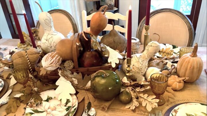 gourd decorating ideas, Gourd tablescape for fall
