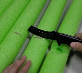Cutting a triangle in the pool noodle
