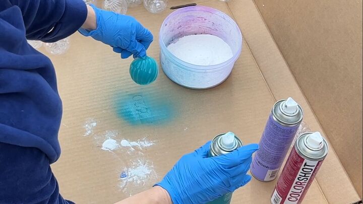 Spray-painting the ornaments