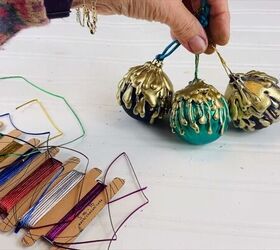 DIY gold drip ornaments