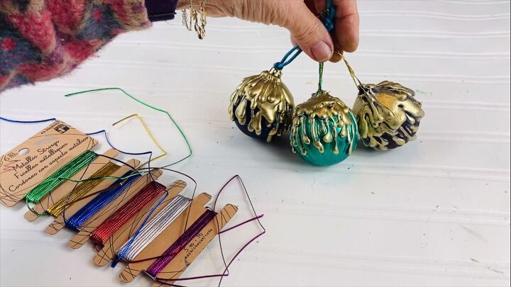 DIY gold drip ornaments