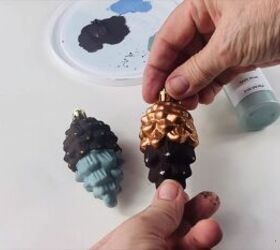 DIY painted pine cone ornaments