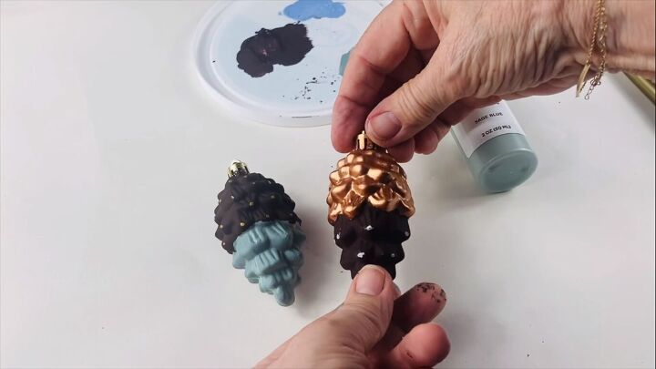 DIY painted pine cone ornaments