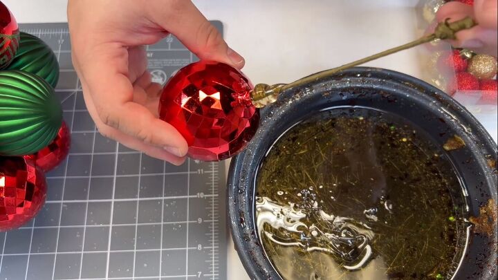 Gluing a stick inside an ornament