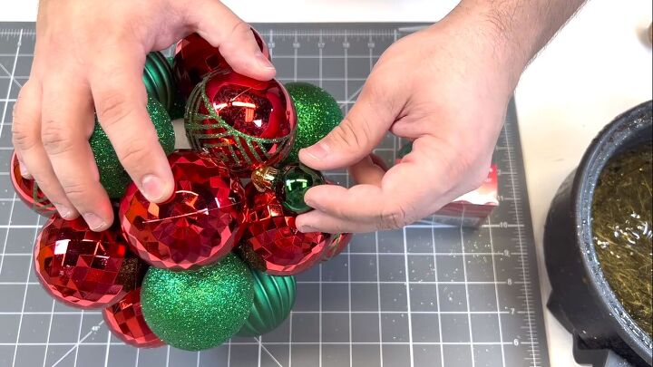 Gluing smaller ornaments in the gaps