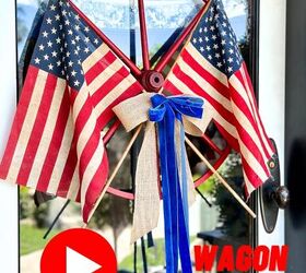 la mejor corona de ruedas de carro diy con cinta de dollar tree, DIY Wagon Wheel Wreath Bow making Video en ingl s