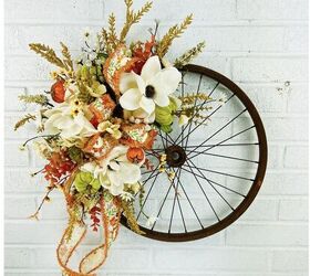 la mejor corona de ruedas de carro diy con cinta de dollar tree, Corona de bicicletas de ETSY