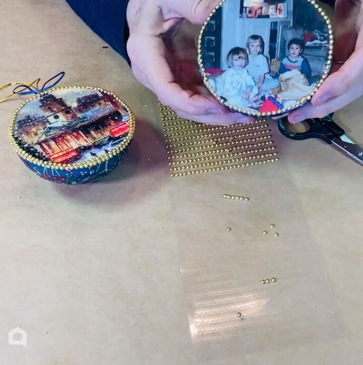 diy styrofoam ball christmas ornaments, DIY photo ornament
