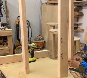diy round table base, Attaching the legs