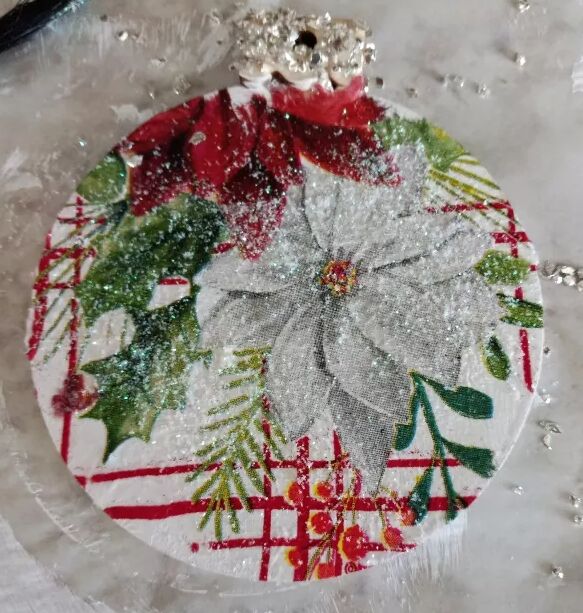 DIY festive decoupage wood ornament