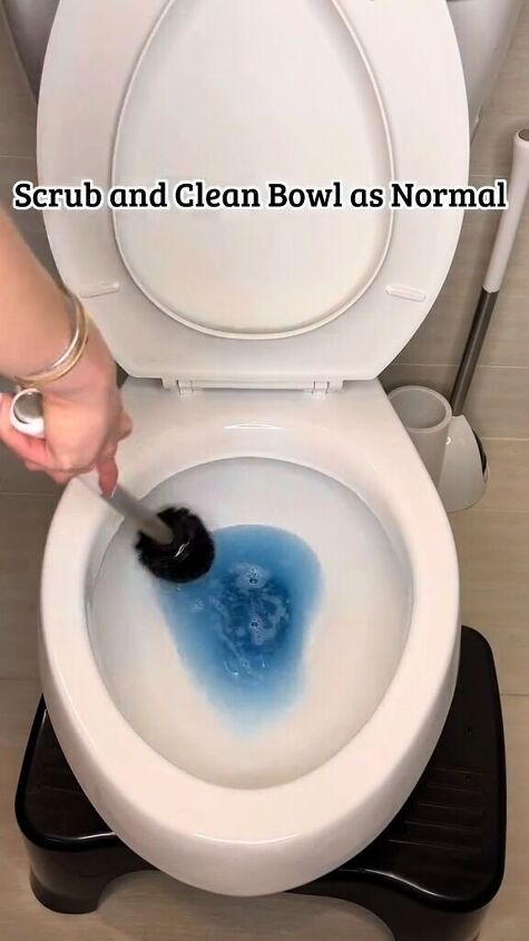Cleaning the toilet bowl