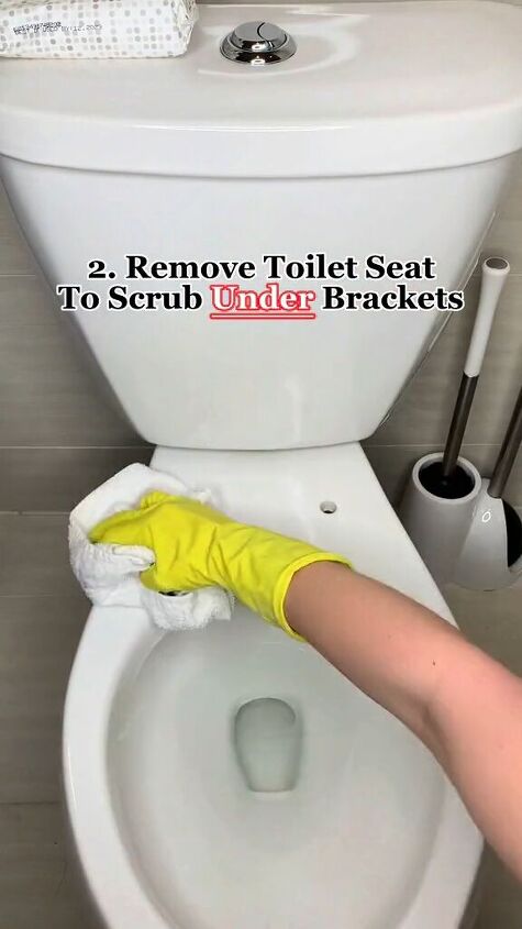 Cleaning under the toilet seat