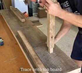 diy console table, Tracing the mortise shapes