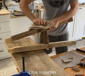 diy console table, Gluing the cross pieces to the legs