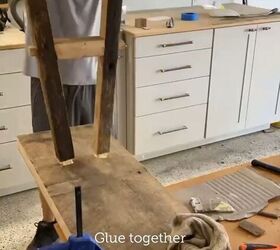 diy console table, Gluing the legs to the table