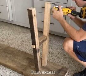 diy console table, Trimming the excess