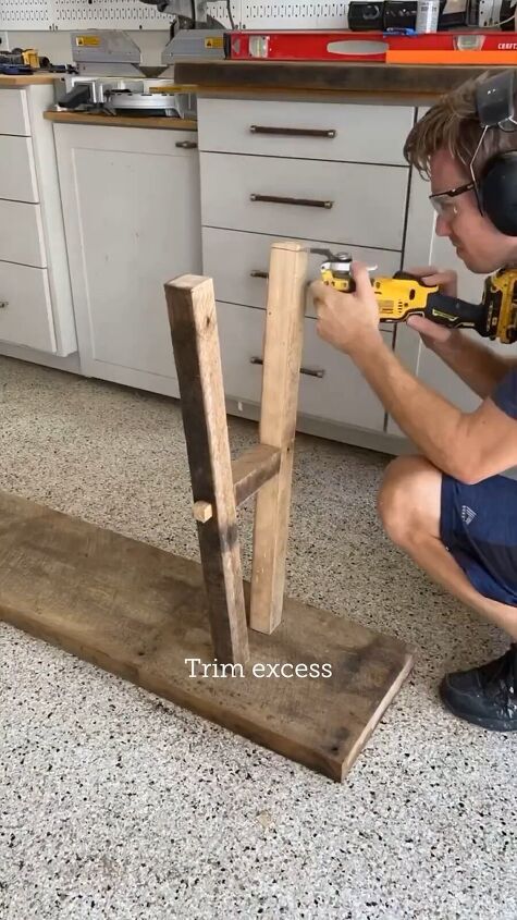 diy console table, Trimming the excess