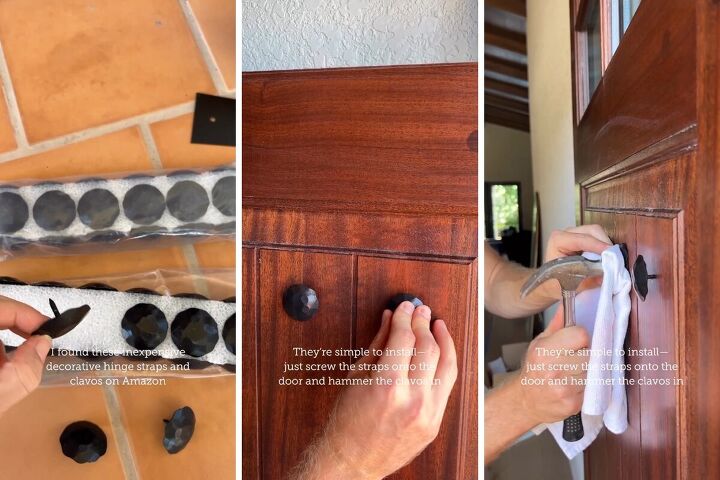 front door makeover, Adding decorative nails