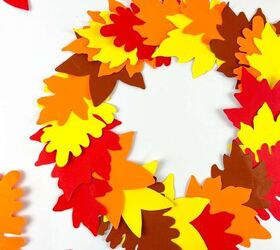 guirnalda otoal de hojas de papel divertida y festiva, Corona de oto o con hojas de papel
