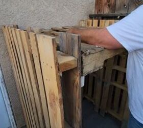 DIY outdoor garbage can storage using pallets