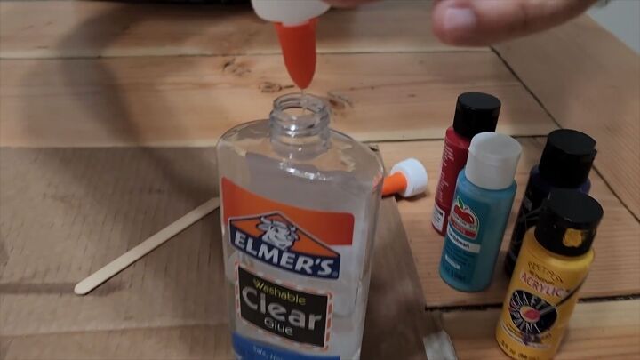 Decant the clear glue into a larger container