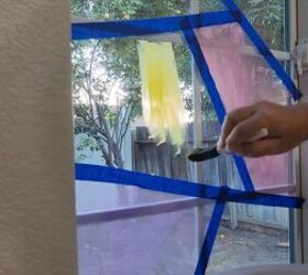 Painting stained glass window art with multiple colors