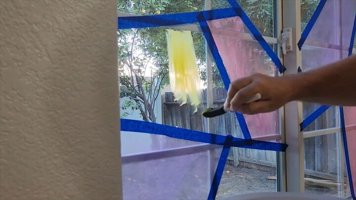 Painting stained glass window art with multiple colors