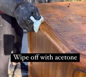 Wiping the furniture with acetone