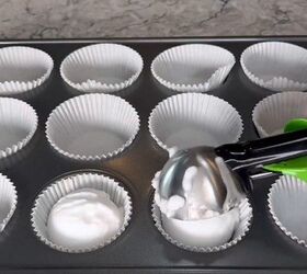 Adding the baking soda to baking cups