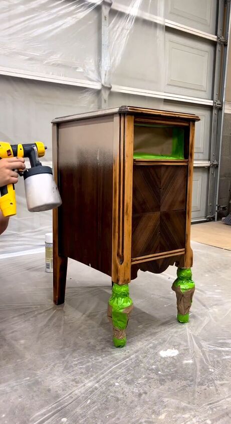 vanity into nightstands, Painting with a spray painting tool