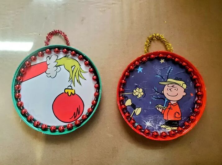 Lysol wipe lid ornaments