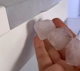 Adding ice cubes to the dryer
