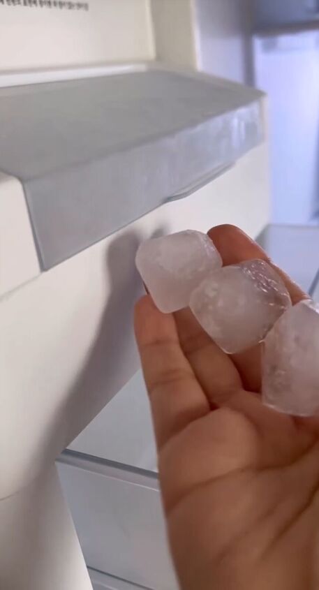 Adding ice cubes to the dryer