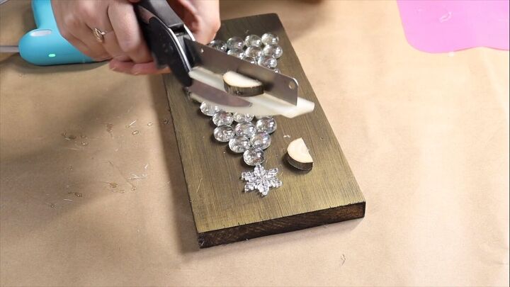 Cutting the wood slices in half