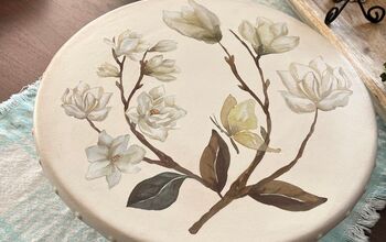 Another PINK Cake Plate Goes Warm White & Magnolias