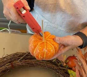 Step-by-step guide to making a Thanksgiving cornucopia wreath
