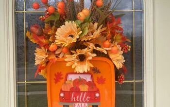 Creating a Front Door Fall Arrangement Using a Storage Container