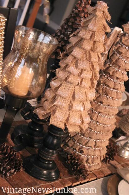 Burlap cone Christmas trees