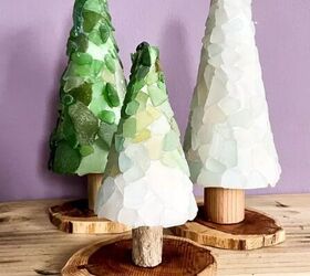 DIY Cone Christmas Trees with popcorn, yarn, and paper - The
