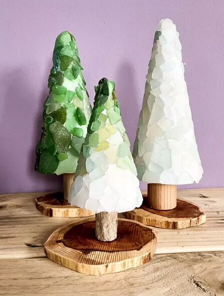 Sea glass cone Christmas trees