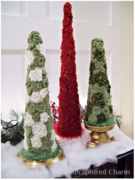 Yarn swirl cone Christmas trees