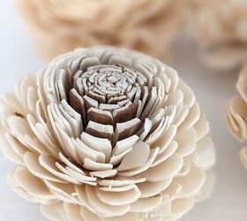 elegantes calabazas con flores, Flores de fibra de madera
