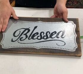 Wooden sign with the words Blessed