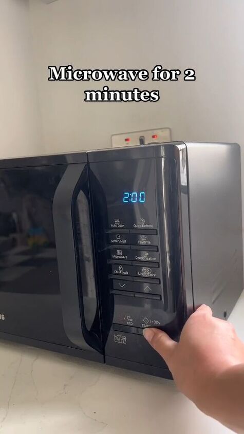 Setting the microwave to 2 minutes