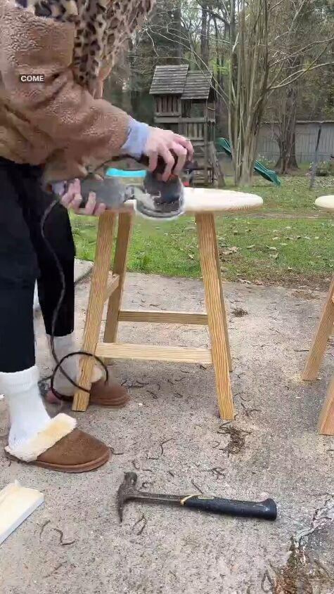 Sanding the side tables