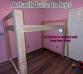 diy loft bed, Attaching the base to the railings