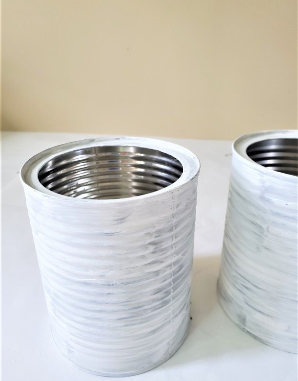 repurpose cans and jars, painting finished