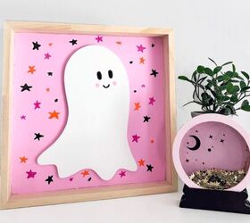 cartel de halloween fantasma rosa
